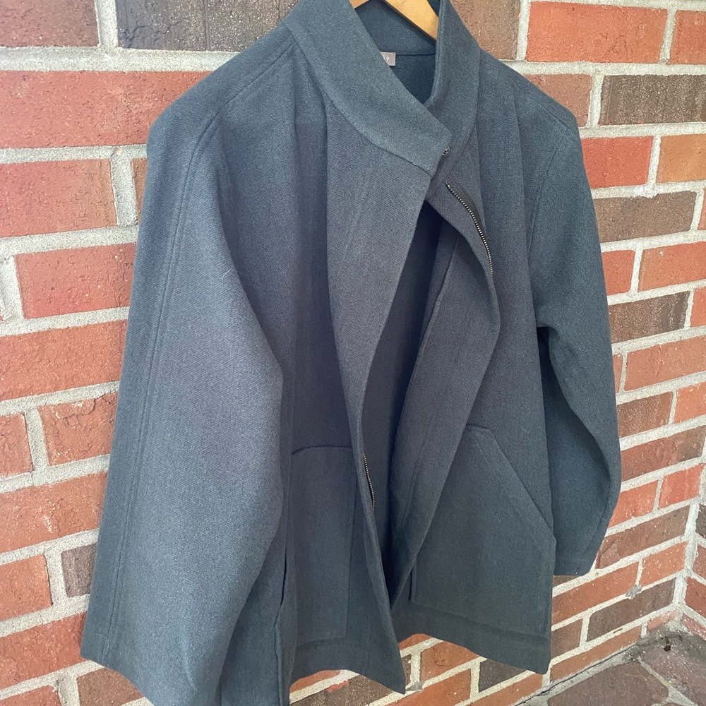 Lilla P Gray Green Coat with Patch Pockets and Hidden Zipper - Picture 6 of 7